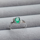 Natural Green Onyx & White Topaz 925 Sterling Silver Engagement Ring - USA Sz 6