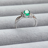 Natural Green Onyx & White Topaz 925 Sterling Silver Engagement Ring - USA Sz 6