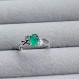 Natural Green Onyx & White Topaz 925 Sterling Silver Engagement Ring - USA Sz 6