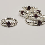 925 Sterling Silver & Natural Untreated Ruby Bead Stackable Stretch Thumb Ring