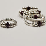 925 Sterling Silver & Natural Untreated Ruby Bead Stackable Stretch Thumb Ring