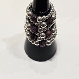 925 Sterling Silver & Natural Untreated Ruby Bead Stackable Stretch Thumb Ring