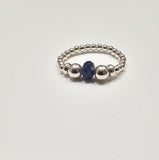 925 Sterling Silver&Natural Untreated Blue Sapphire Stackable Stretch Thumb Ring