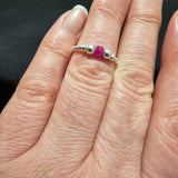 925 Sterling Silver & Red Ruby Bead Stackable Stretch Ring Thumb Ring