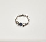 925 Sterling Silver&Natural Untreated Blue Sapphire Stackable Stretch Thumb Ring