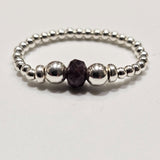 925 Sterling Silver & Natural Untreated Ruby Bead Stackable Stretch Thumb Ring