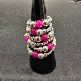 925 Sterling Silver & Red Ruby Bead Stackable Stretch Ring Thumb Ring