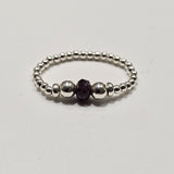 925 Sterling Silver & Natural Untreated Ruby Bead Stackable Stretch Thumb Ring
