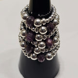 925 Sterling Silver & Natural Untreated Ruby Bead Stackable Stretch Thumb Ring