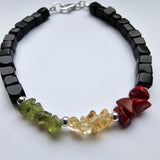 Reggae Rasta Jamaica Style 925 Sterling Bracelet with Gemstones 7"