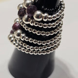 925 Sterling Silver & Natural Untreated Ruby Bead Stackable Stretch Thumb Ring