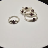 925 Sterling Silver & Natural Untreated Ruby Bead Stackable Stretch Thumb Ring