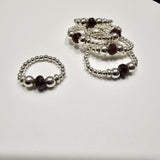 925 Sterling Silver & Natural Untreated Ruby Bead Stackable Stretch Thumb Ring