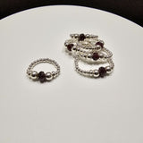 925 Sterling Silver & Natural Untreated Ruby Bead Stackable Stretch Thumb Ring