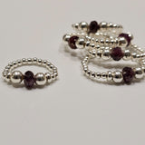 925 Sterling Silver & Natural Untreated Ruby Bead Stackable Stretch Thumb Ring