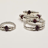 925 Sterling Silver & Natural Untreated Ruby Bead Stackable Stretch Thumb Ring