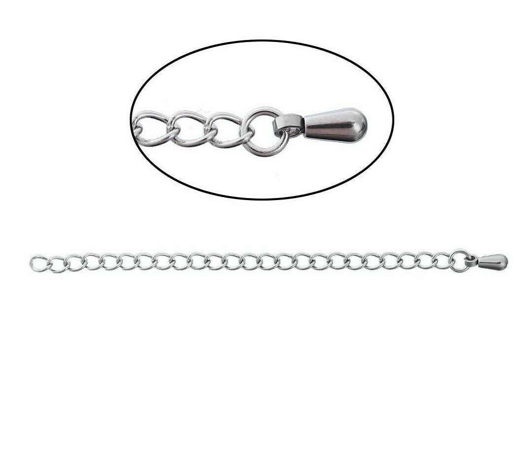 5 Stainless Steel 8cm Long Extender Chain For Jewelry Necklace Bracelet Silver Tone Drop