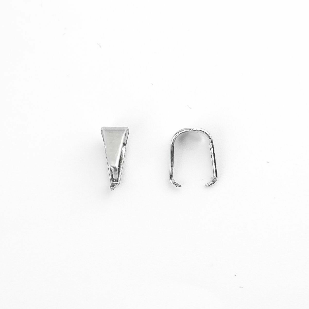 25 Stainless Steel Pendant Pinch Bails Clasps U-shaped Silver Tone 7x5mm
