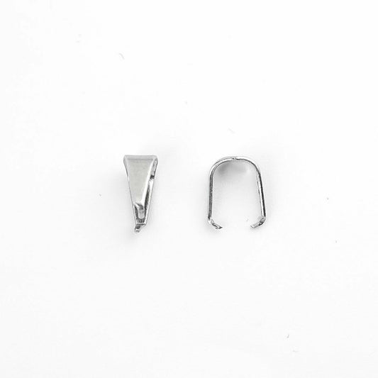25 Stainless Steel Pendant Pinch Bails Clasps U-shaped Silver Tone 7x5mm