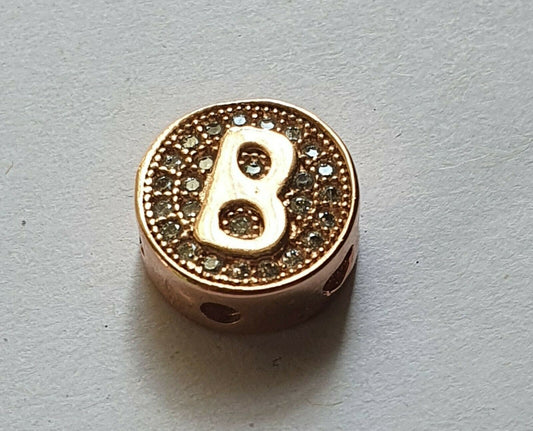 High Quality 18K Gold Letter Spacer Bead Clear Cubic Zirconia CZ 11x5mm