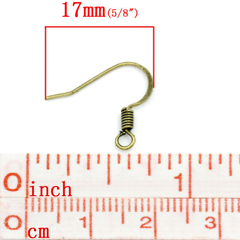 100 Ear Wire Hooks Earring Findings Antique Bronze 17mm( 5/8") x 15.5mm( 5/8")