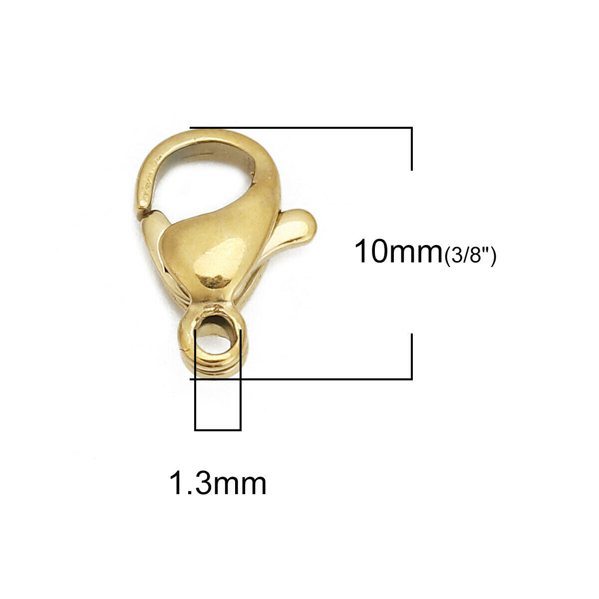 5 Stainless Steel Small Lobster Clasp Findings Gold Plated 10mm x 7mm