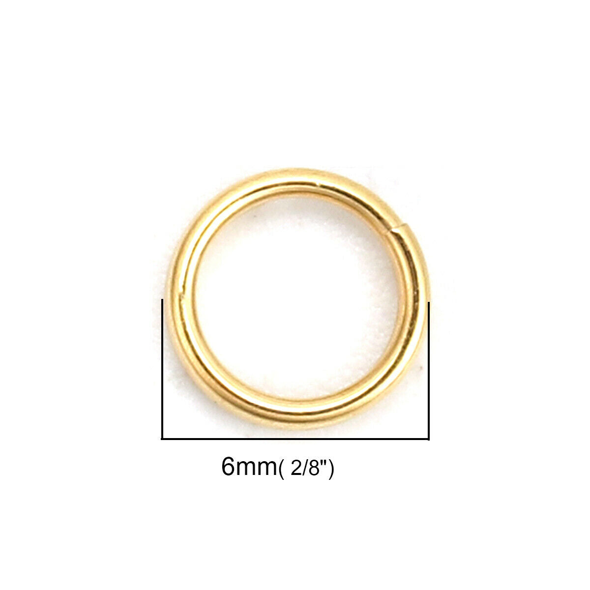 18 Stainless Steel Double Split Jump Rings Findings Round Gold Plated 6mm(2/8")