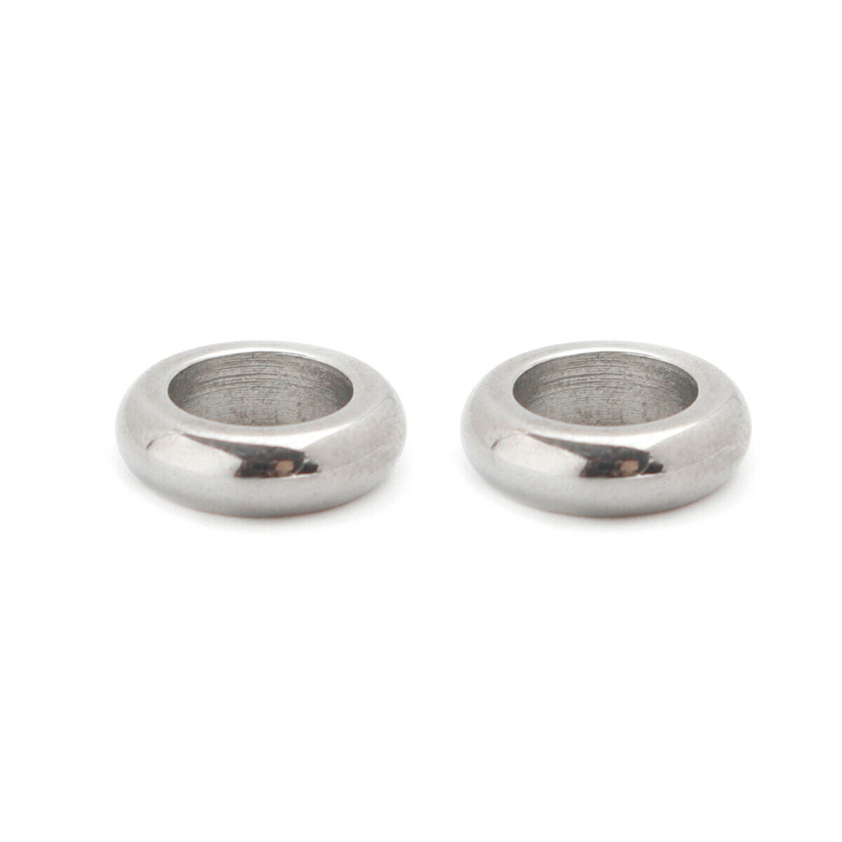 2xStainless Steel Casting Spacer Bead Rondelle Silver Tone 10x3mm, 6.2 mm hole