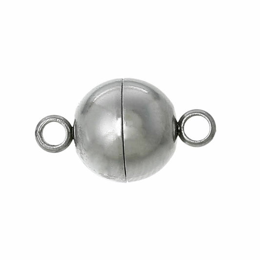 12mm Stainless Steel Magnetic Clasps Round Silver Tone 20x12