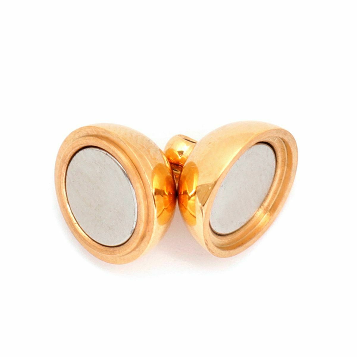 10mm Stainless Steel Magnetic Clasps Round Gold Plated 15mm x 10mm