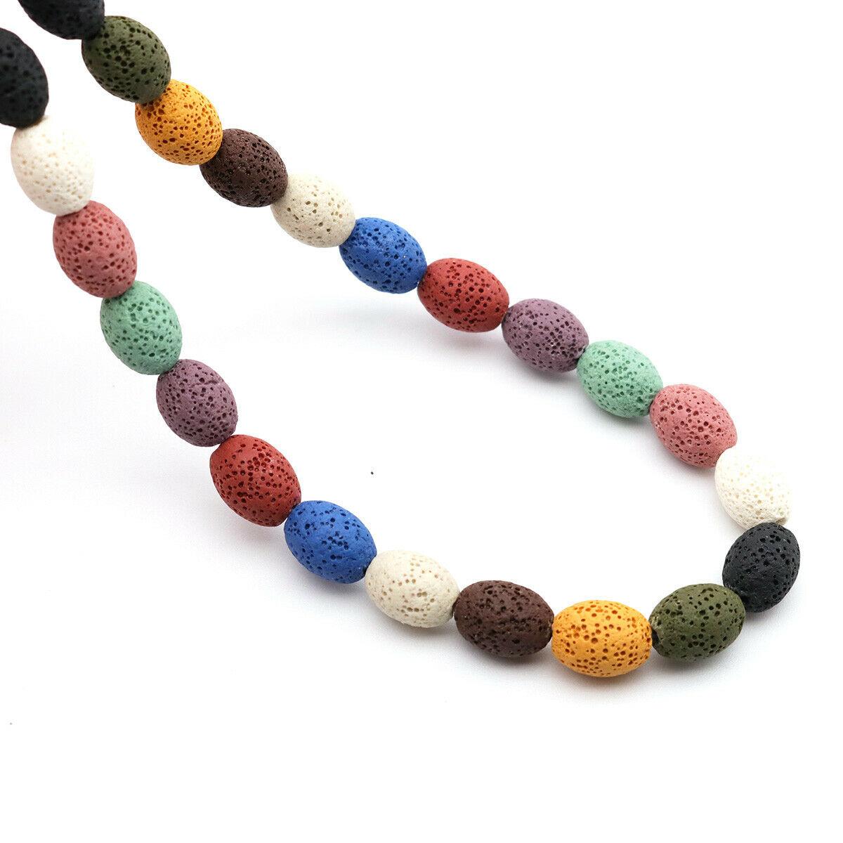 12 Pcs Natural Lava Rock Oval Beads Random Colormix, Grade A, 15mm x 11mm