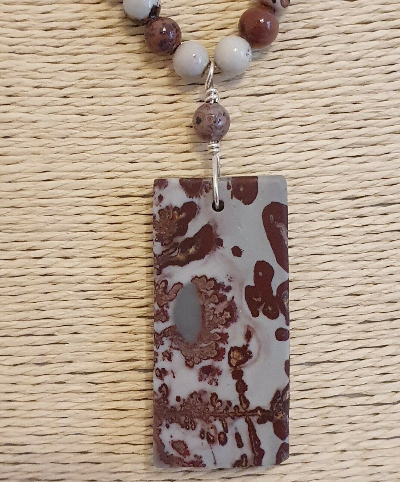 Coffee Beans Chohua Jasper Gemstone 925 Sterling Silver Necklace Handmade 24"