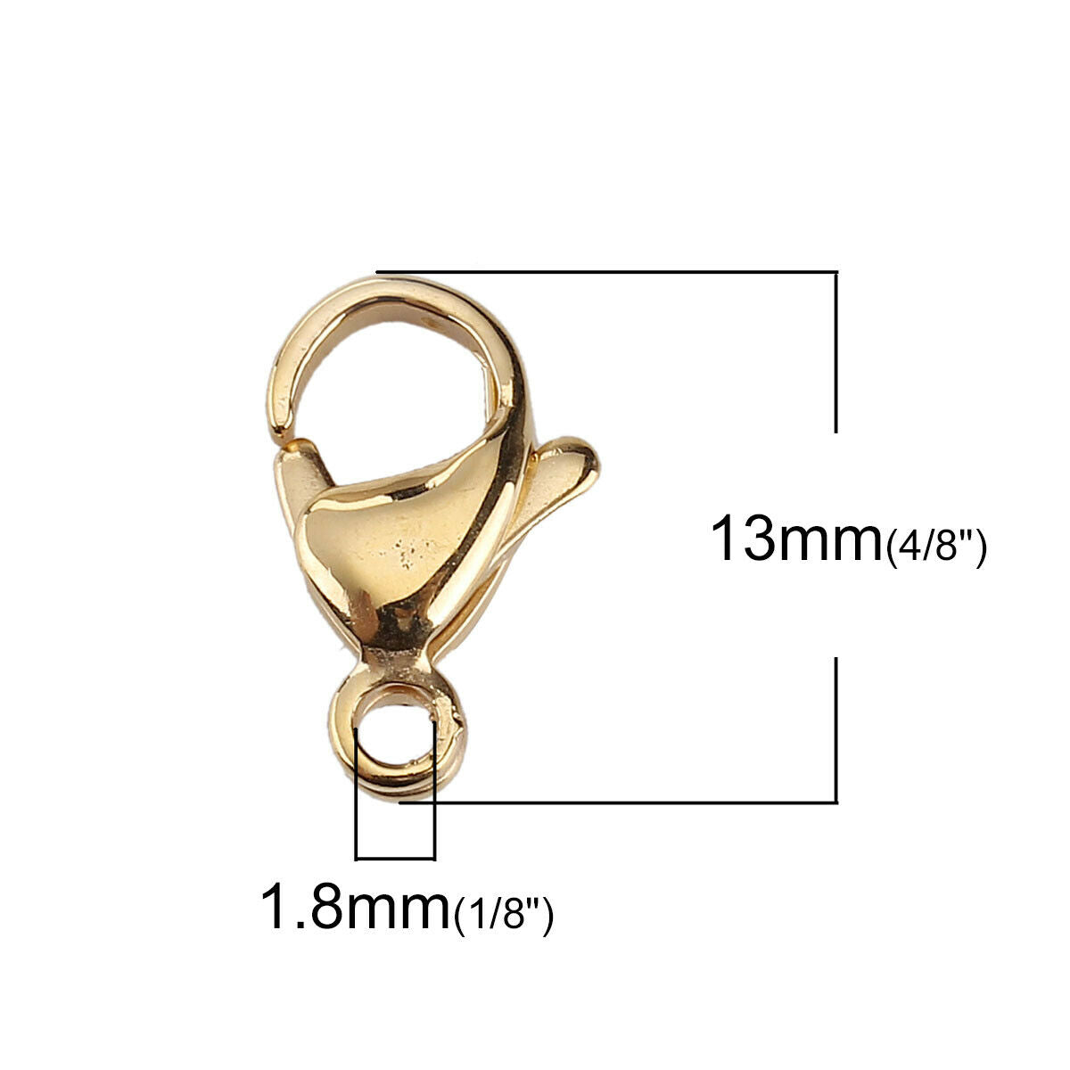 5 Stainless Steel Large Lobster Clasp Findings Gold Plated 13x8mm( 4/8"x3")