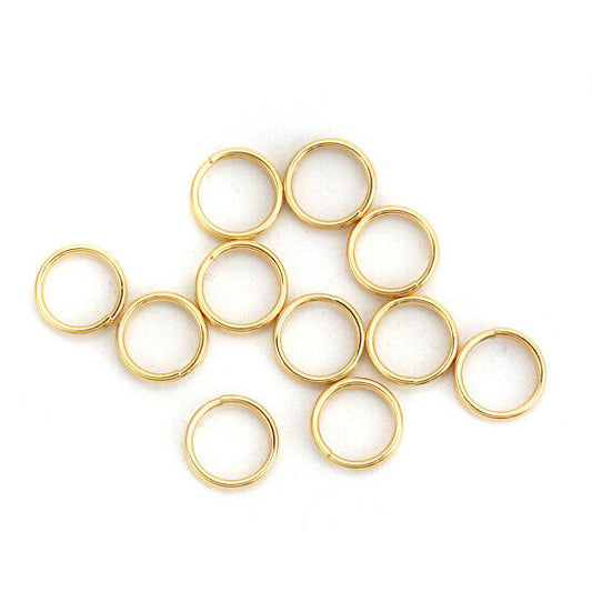 30 Stainless Steel Double Split Jump Rings Findings Round Gold Plated 7mm(2/8")