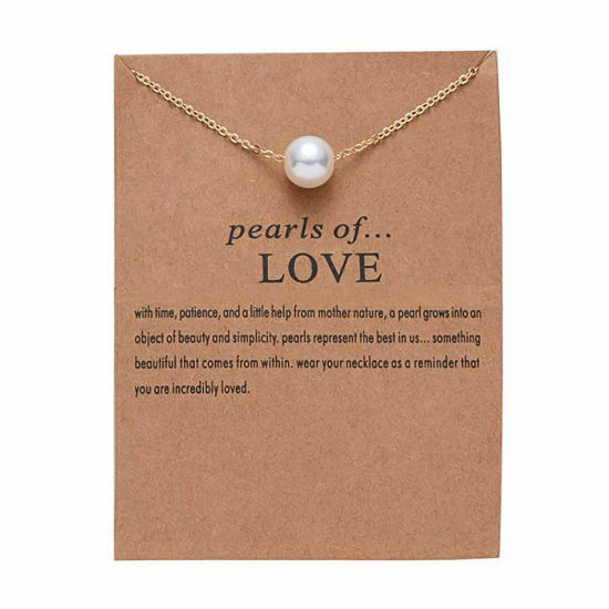Necklace KC Gold Plated White Imitation Pearl Of Love 42cm(16 4/8") long