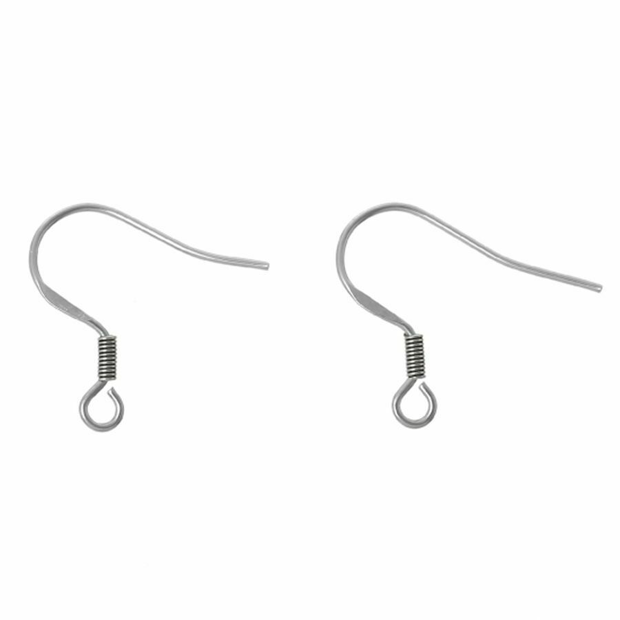16Pcs Stainless Steel Ear Wire Hooks with Coil Earring Findings 20x17mm