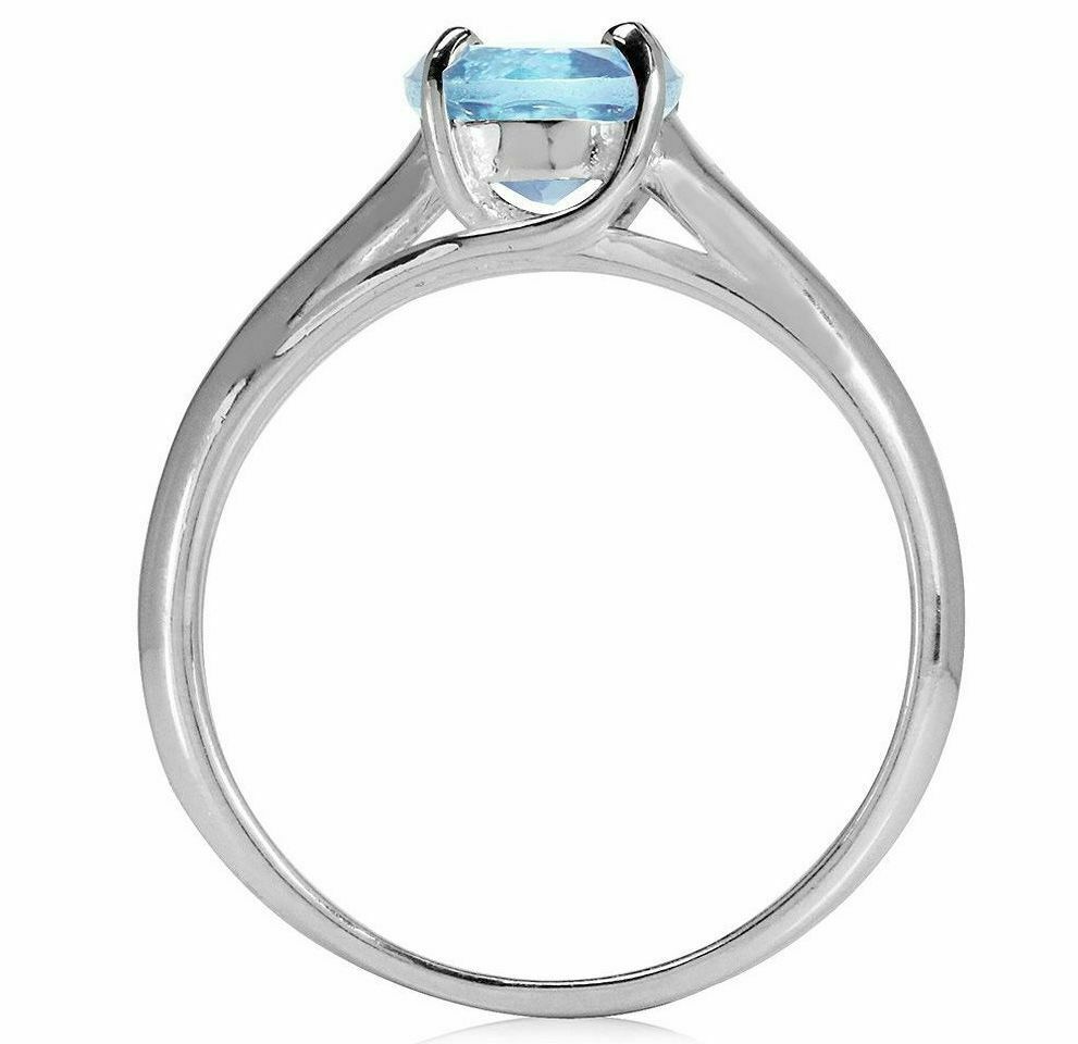 1.56ct. Genuine Round Shape Blue Topaz 925 Sterling Silver Solitaire Ring-Sz 10