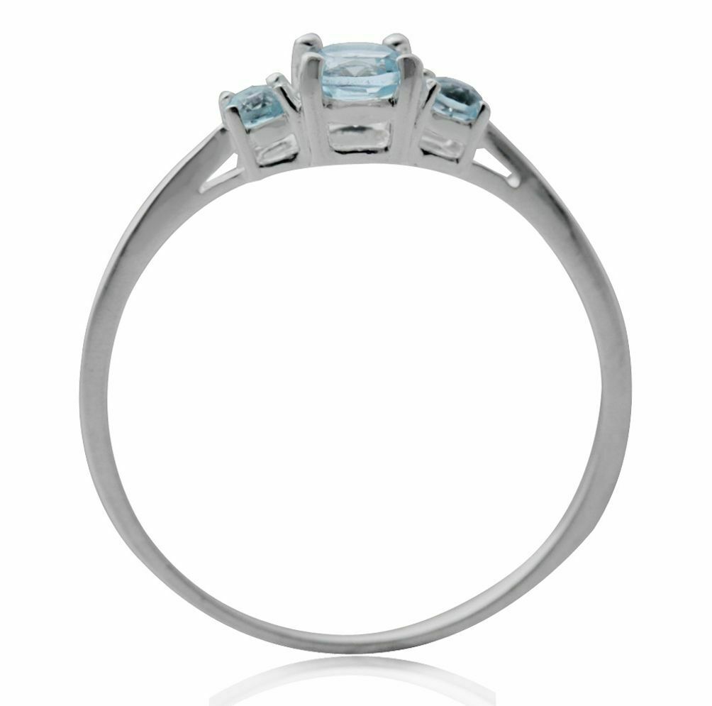 Petite 3-Stone Genuine Blue Topaz 925 Sterling Silver Promise Ring