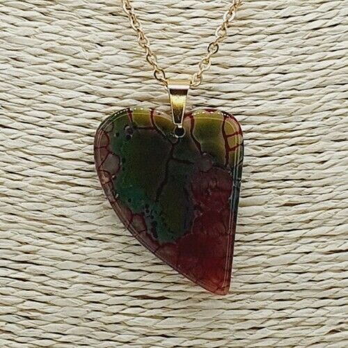 Unique Natural Green with red Agate Gold Plated Stainless Steel Chain Necklace