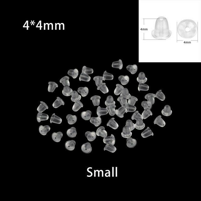 1000 Pcs Silicone Rubber Earring Backs Nuts Post Stopper Earring Findings Clear-4mm