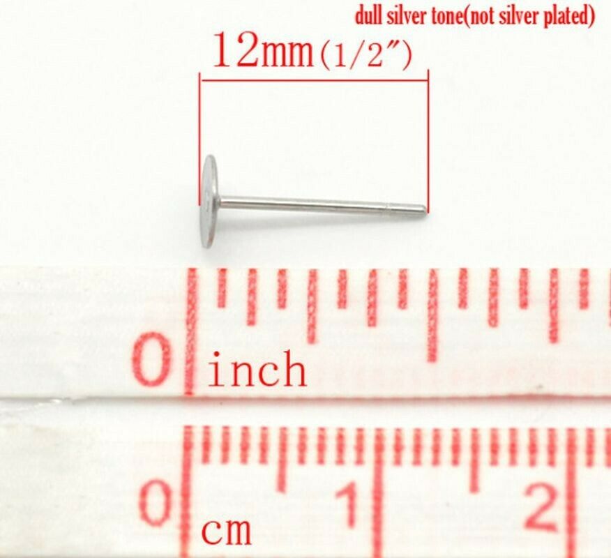 4mm Stainless Steel Ear Post Stud Earrings Findings Round Flat Pad - 40Pcs