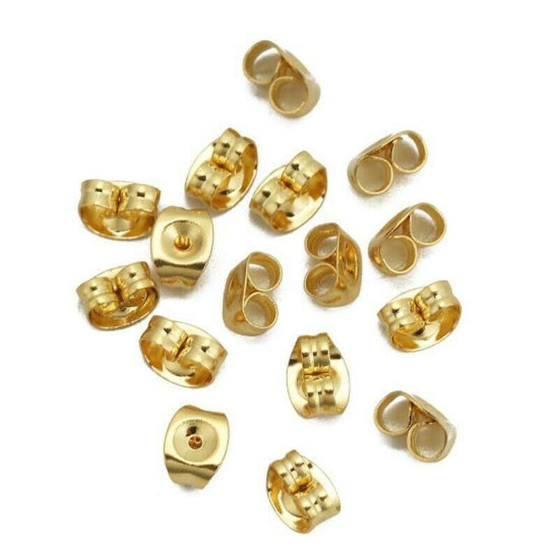 Gold Plated 316 Stainless Steel Earring Back Stopper Findings Butterfly-50 Pcs