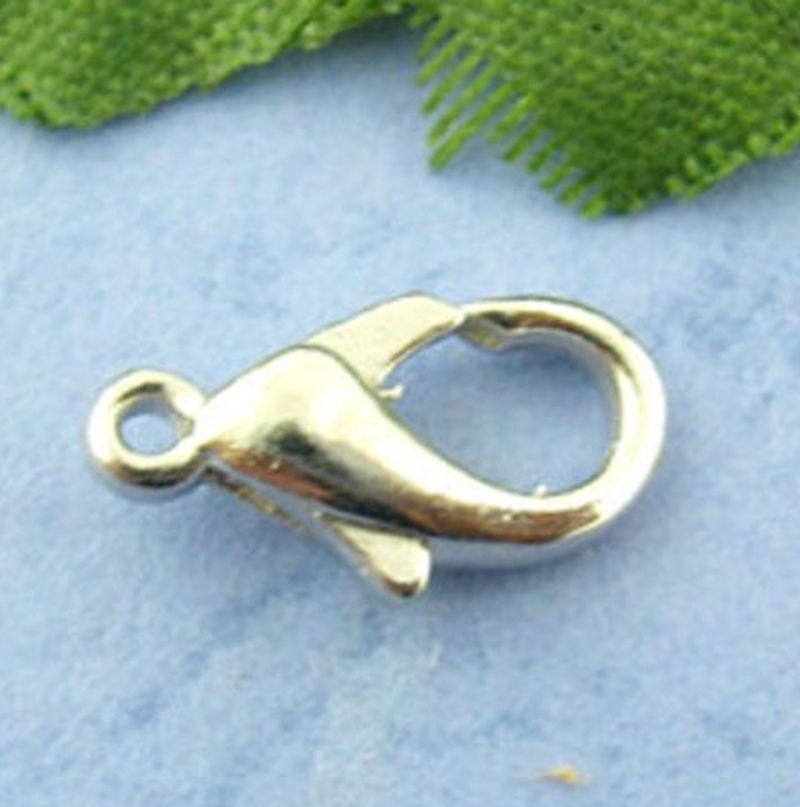 50 Lobster Clasps Silver Tone 12mm x 6mm