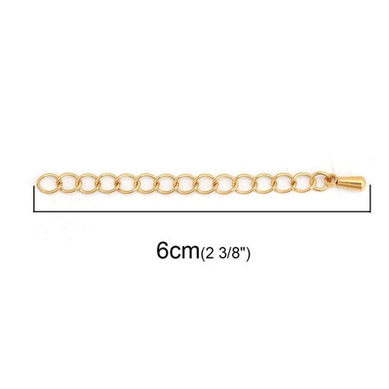 5 Pcs Stainless Steel Extender Chain 6cm For Jewelry Necklace Bracelet Gold Plt