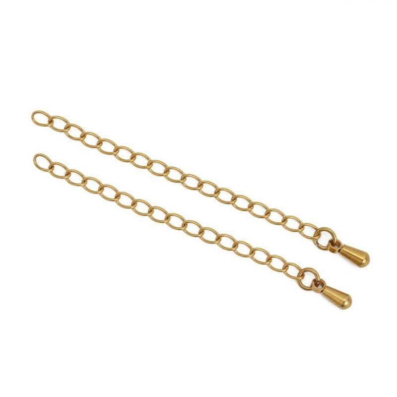 5 Pcs Stainless Steel 6cm Extender Chain For Jewelry Necklace Bracelet Gold Plt