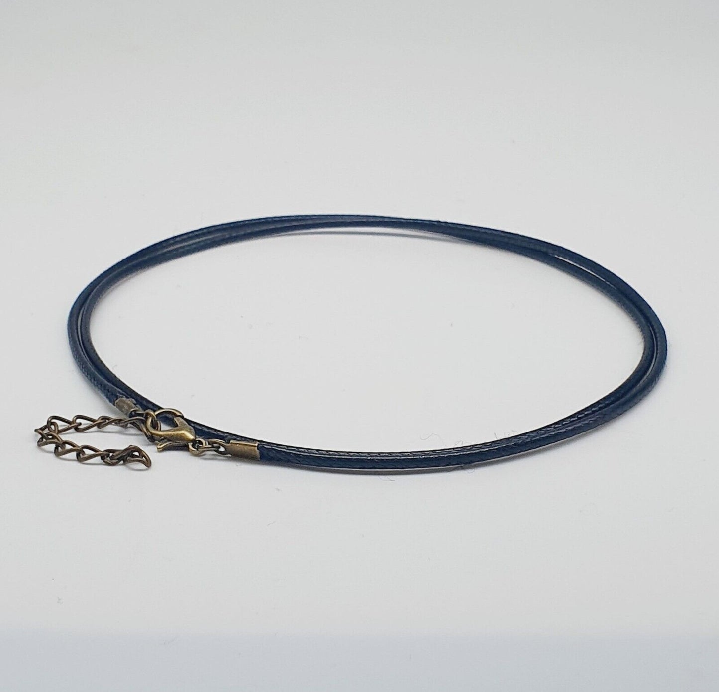 63cm(25") Long Black Faux Leather 2mm Cord with Antique Bronze Clasp Necklace