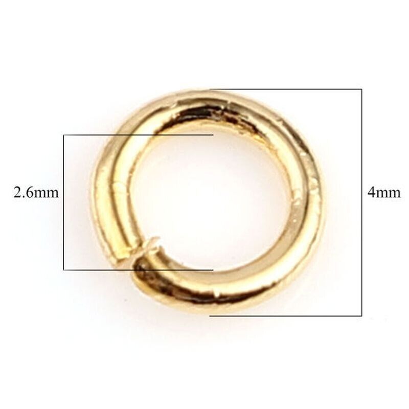 50 Pcs Open Unsoldered 14k Gold Plated Jump Rings Findings Round  4mmx0.7mm