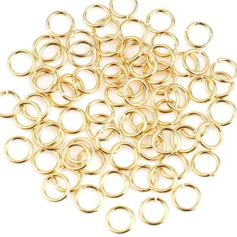 50 Opened Jump Rings 14K Gold Plated over Copper Round  5mm x 0.7mm