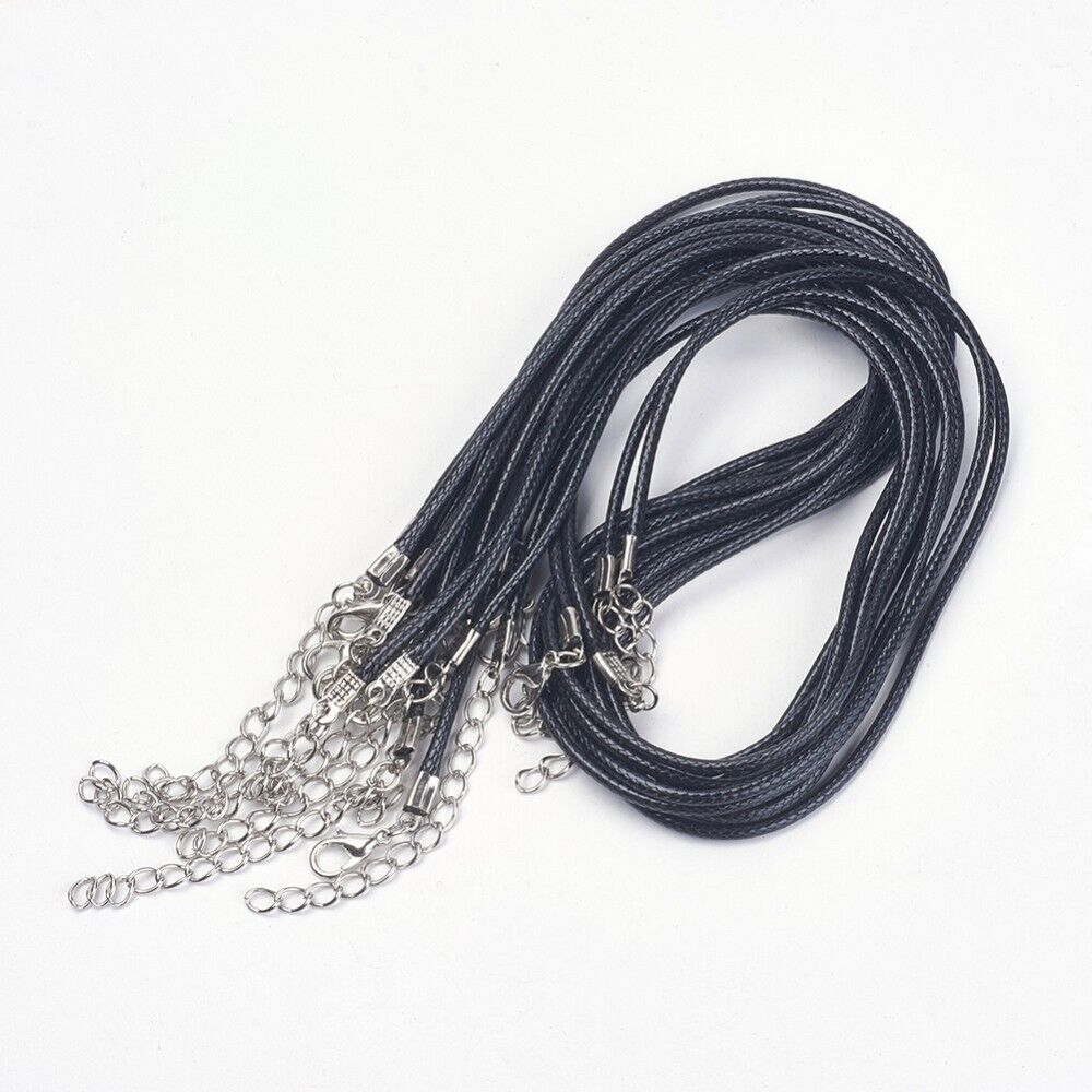 45cm(17.5") 2mm Black Faux Leather Cord with Clasp Necklace String for Pendants