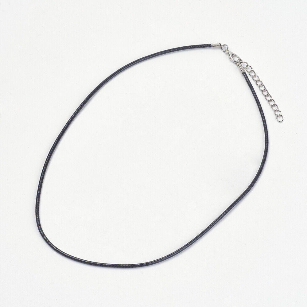 45cm(17.5") 2mm Black Faux Leather Cord with Clasp Necklace String for Pendants